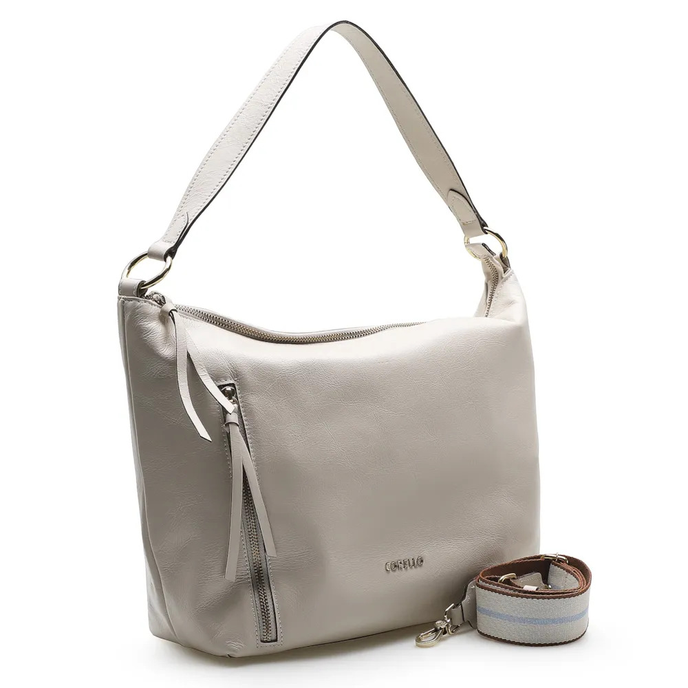 Bolsa Hobo Couro Off White - imagem 2