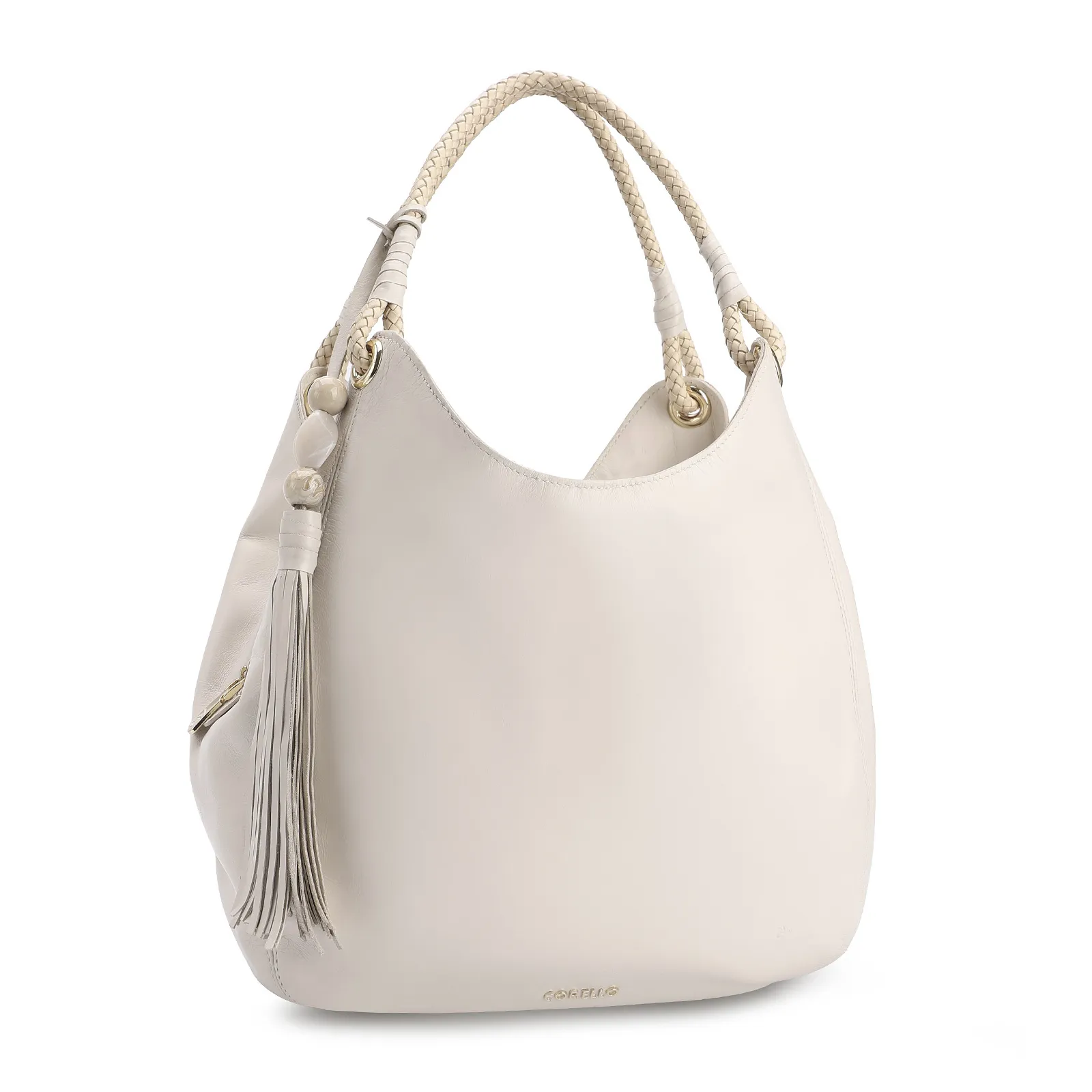 Bolsa Hobo Couro Off White