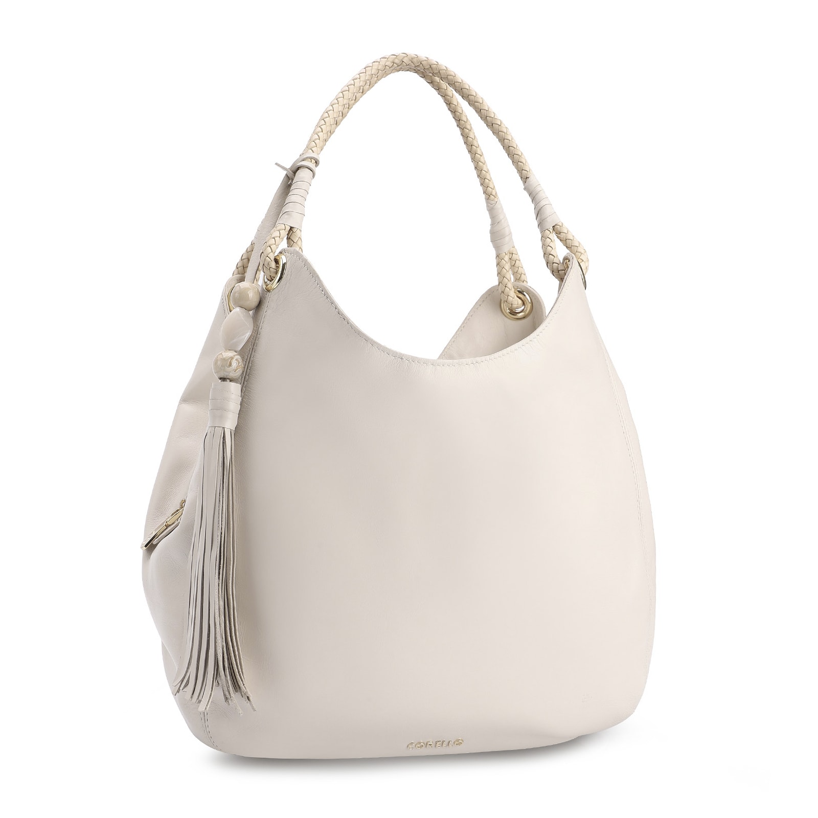 Bolsa Hobo Couro Off White
