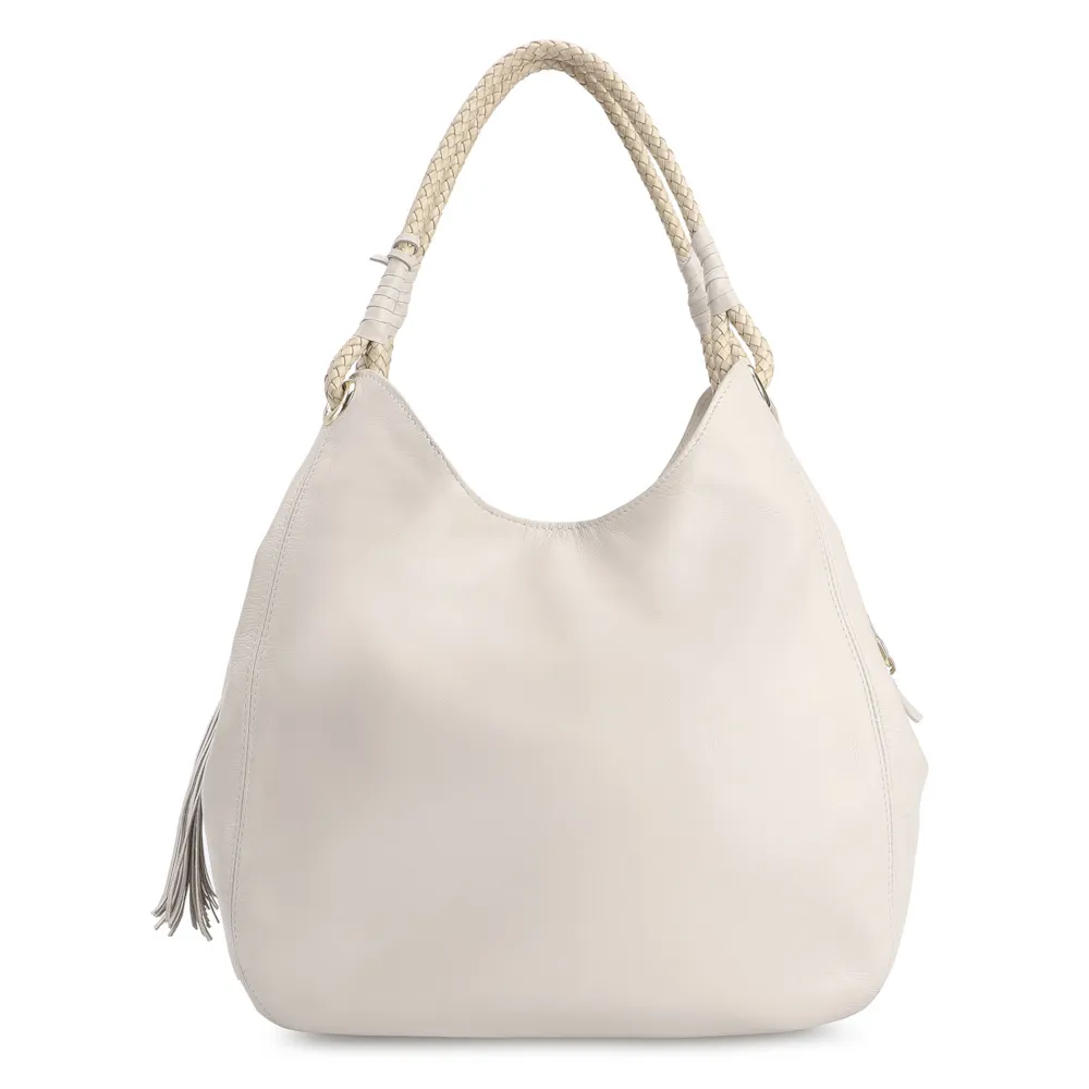 Bolsa Hobo Couro Off White - imagem 4