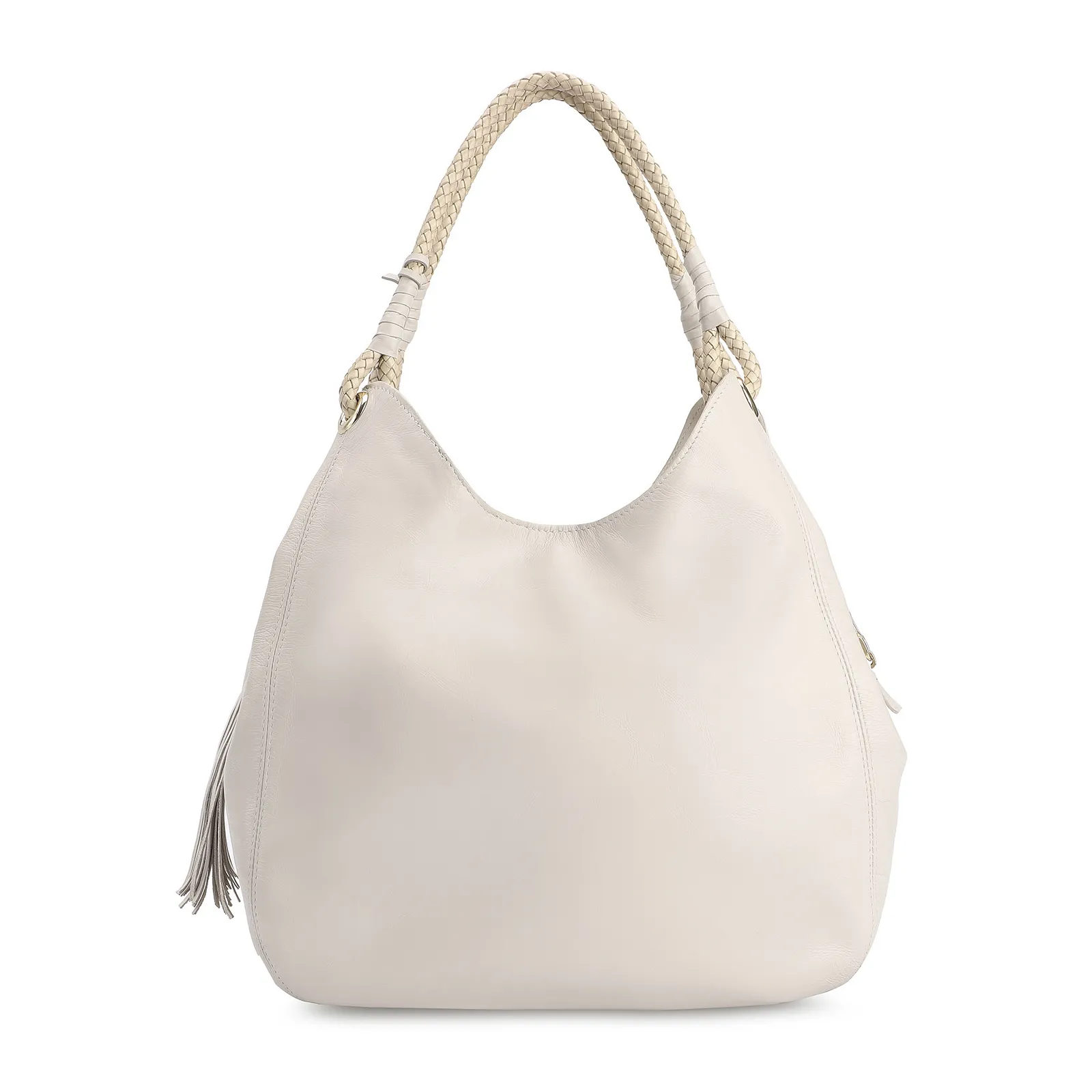 Bolsa Hobo Couro Off White