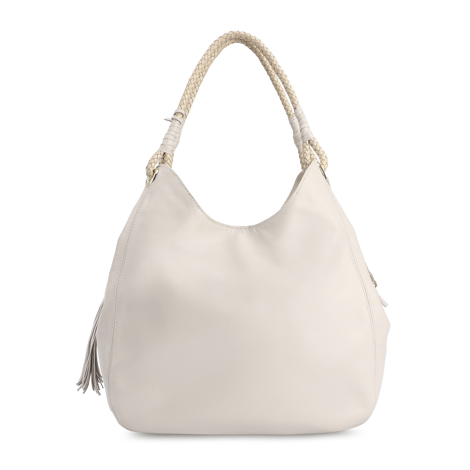 Bolsa Hobo Couro Off White