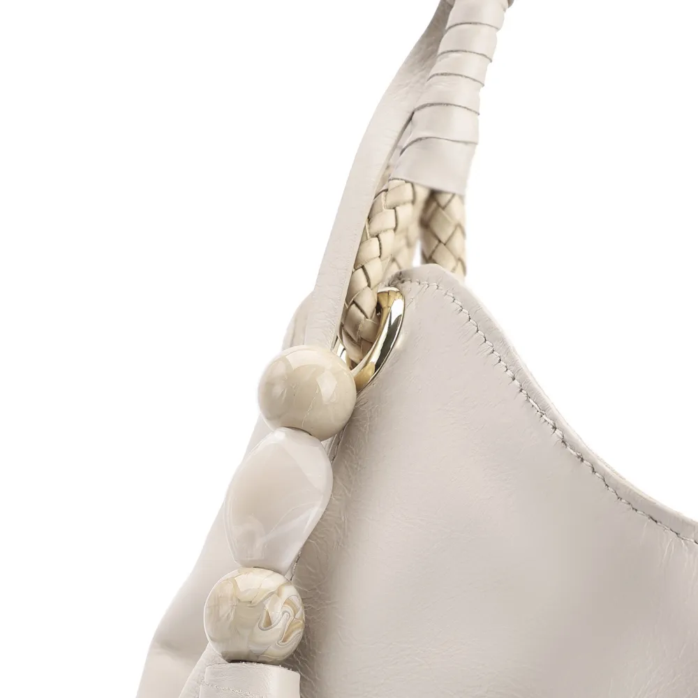 Bolsa Hobo Couro Off White - imagem 6