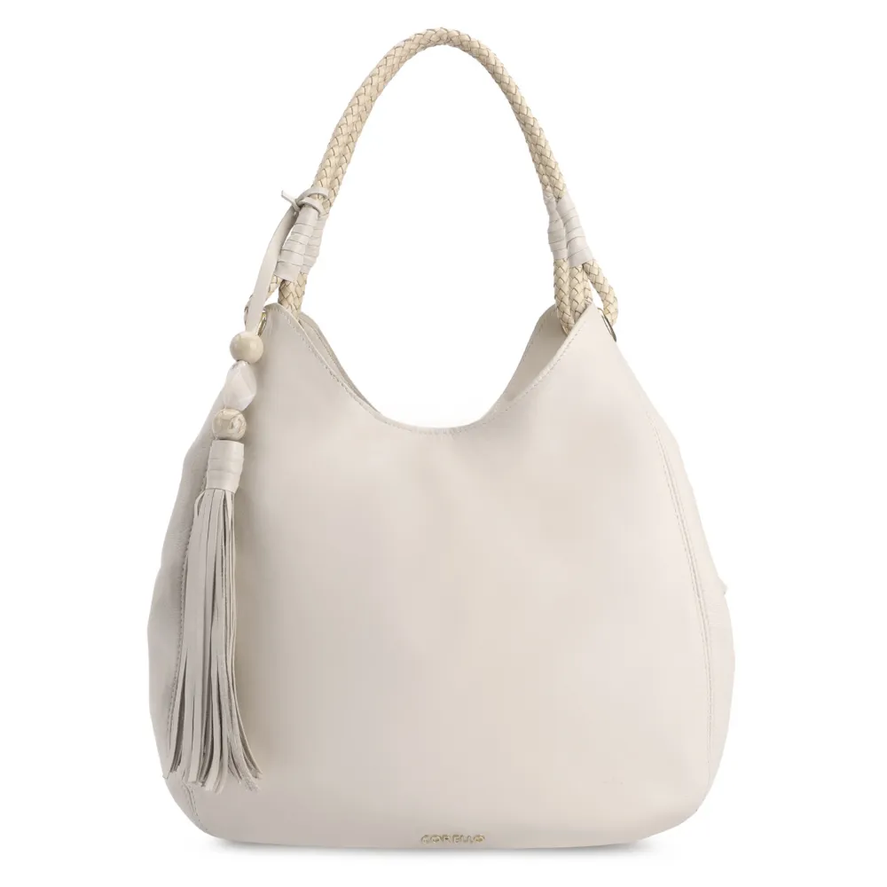 Bolsa Hobo Couro Off White