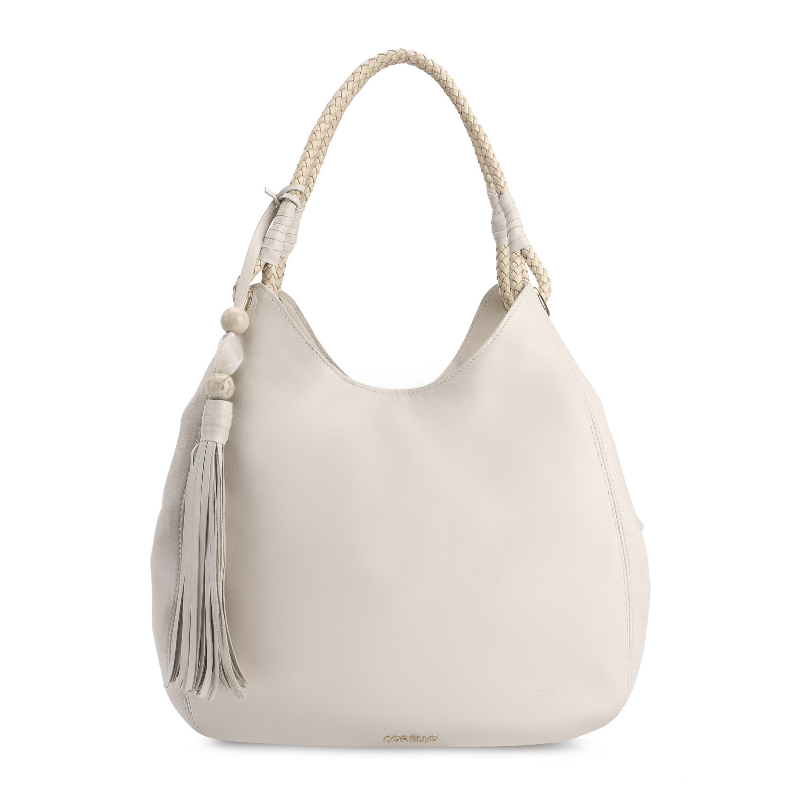 Bolsa Hobo Couro Off White
