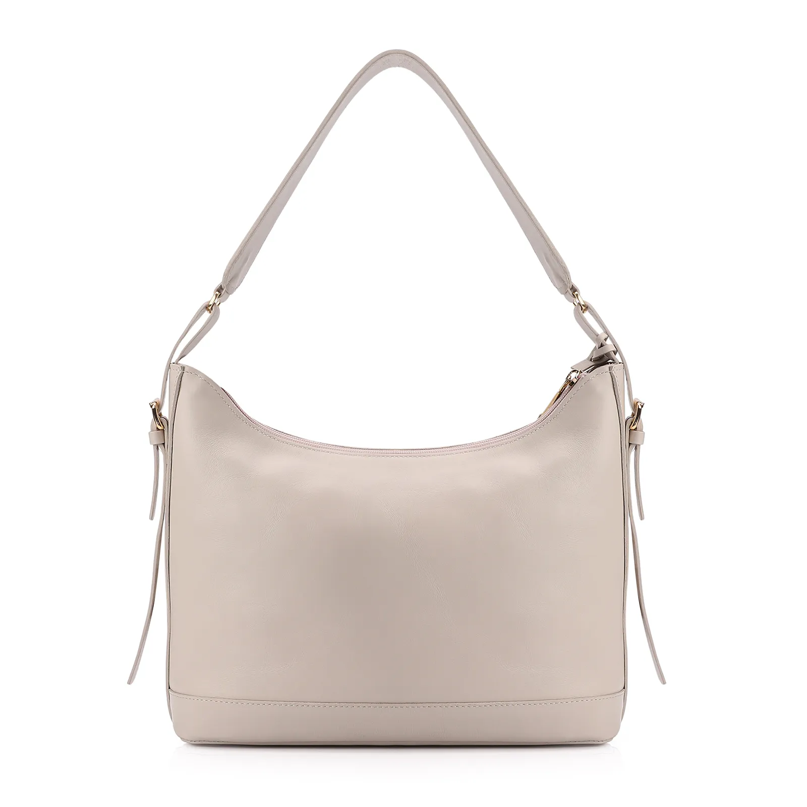 Bolsa Hobo Couro Off White/Crochet Off White