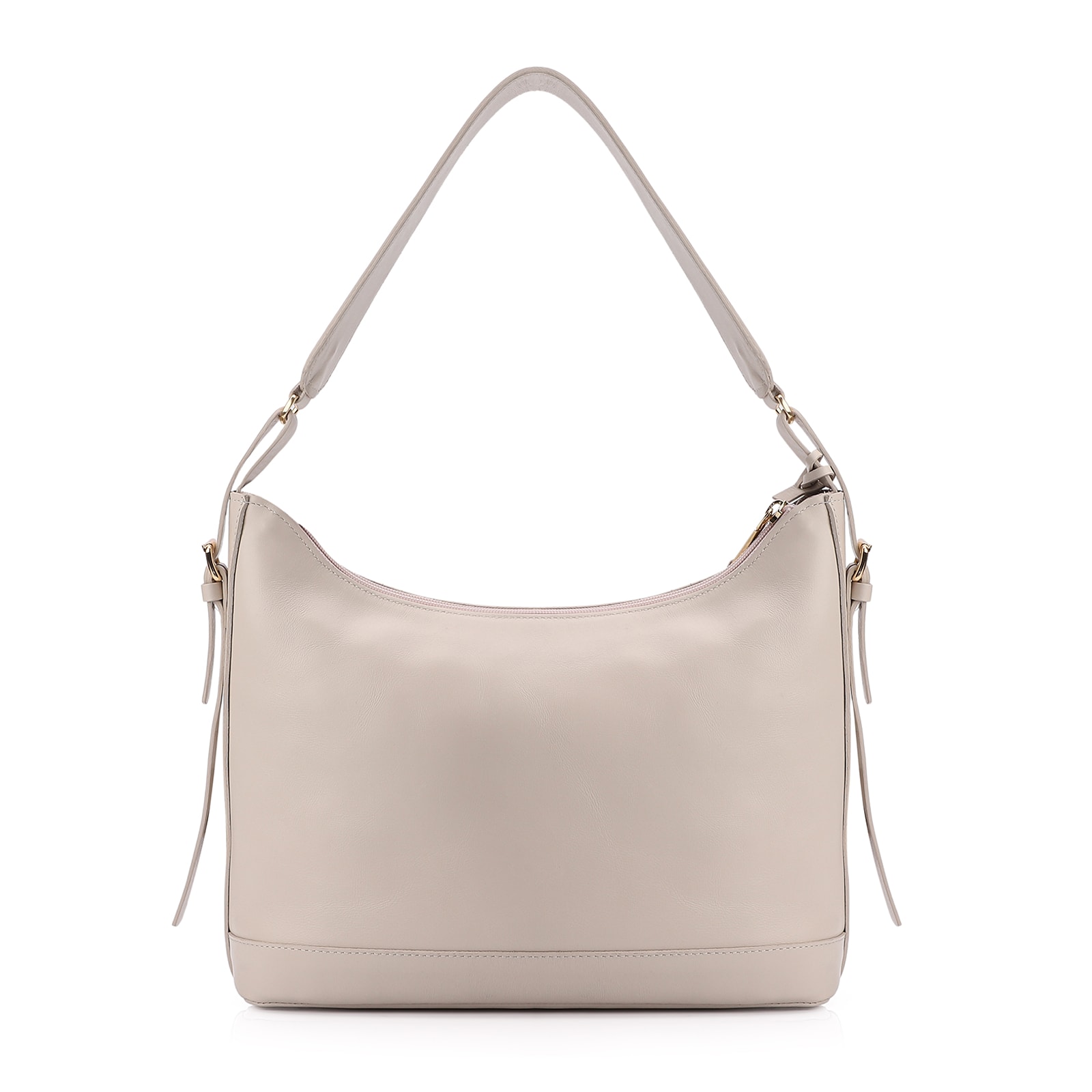 Bolsa Hobo Couro Off White/Crochet Off White