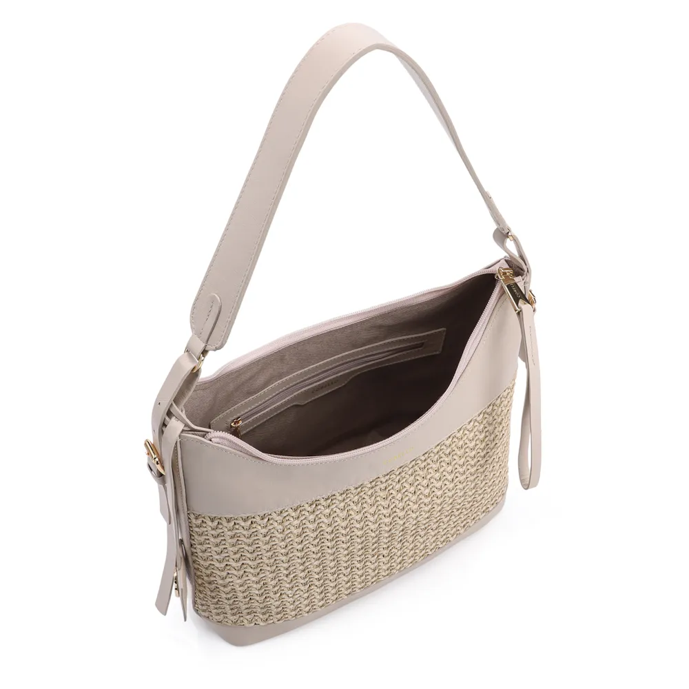 Bolsa Hobo Couro Off White/Crochet Off White - imagem 5