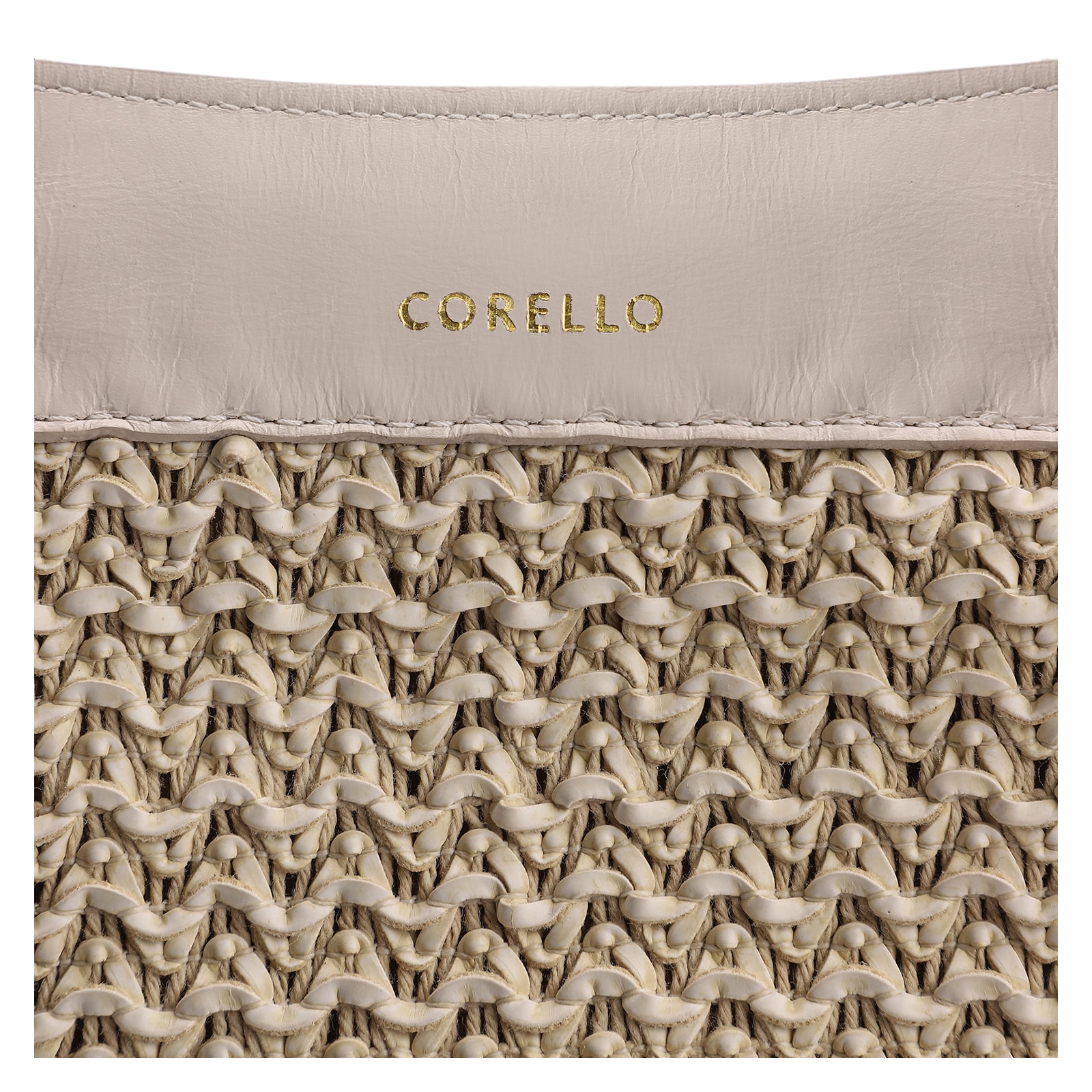 Bolsa Hobo Couro Off White/Crochet Off White