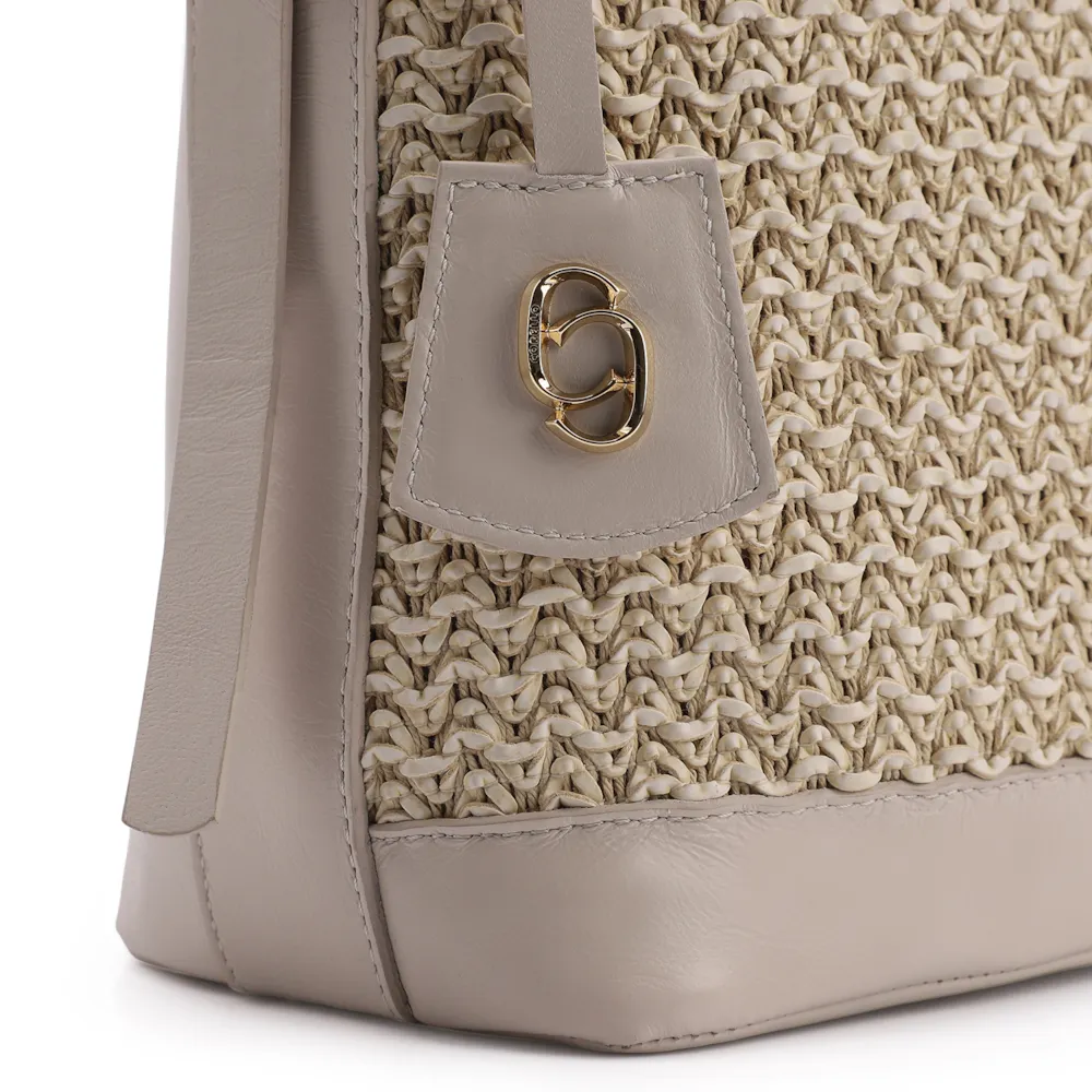 Bolsa Hobo Couro Off White/Crochet Off White - imagem 8