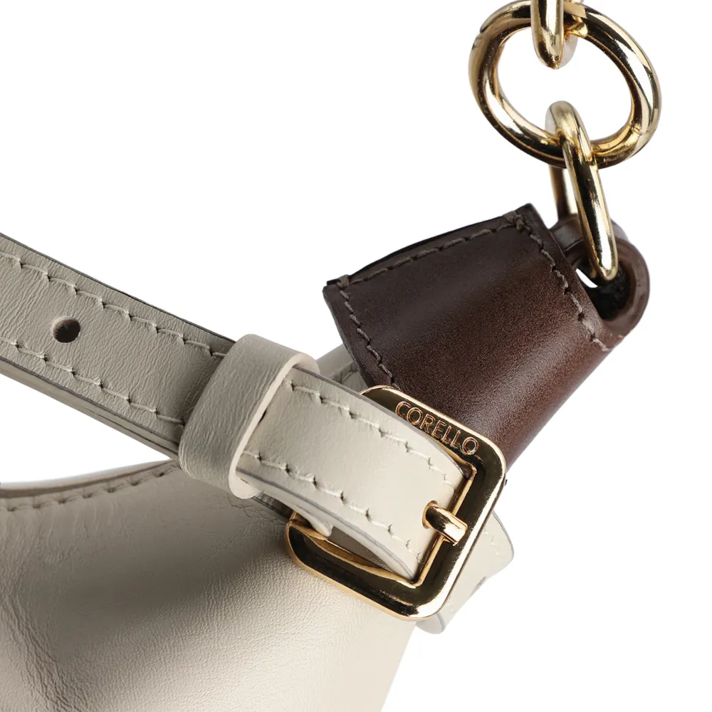 Bolsa Hobo Couro Off White /Marrom - imagem 6