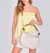 Bolsa Hobo Couro Off White /Marrom - imagem 8