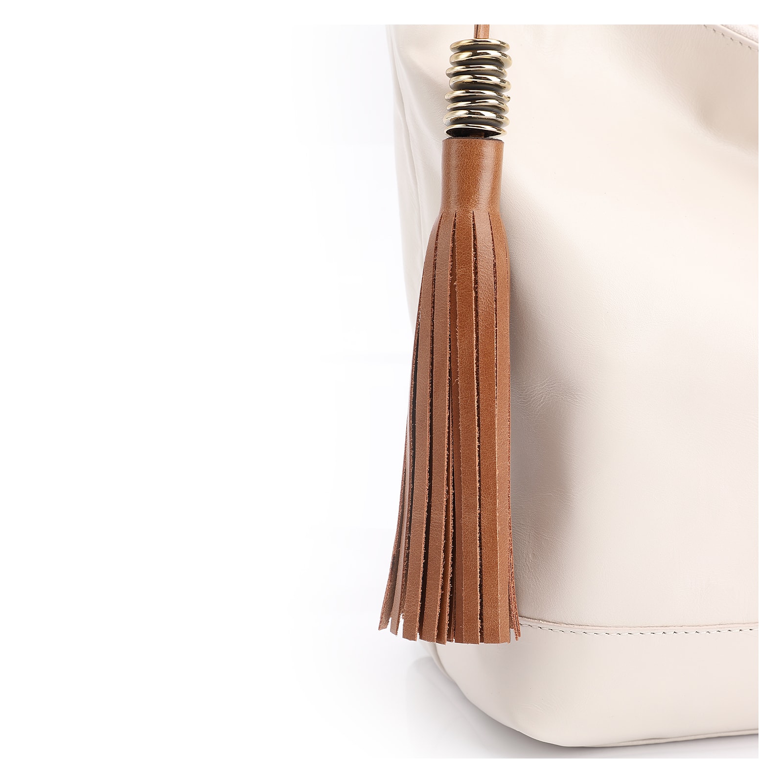 Bolsa Hobo Couro Off White/Marrom