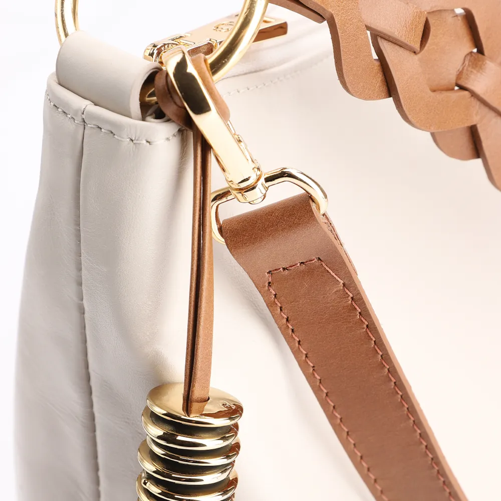 Bolsa Hobo Couro Off White/Marrom - imagem 8