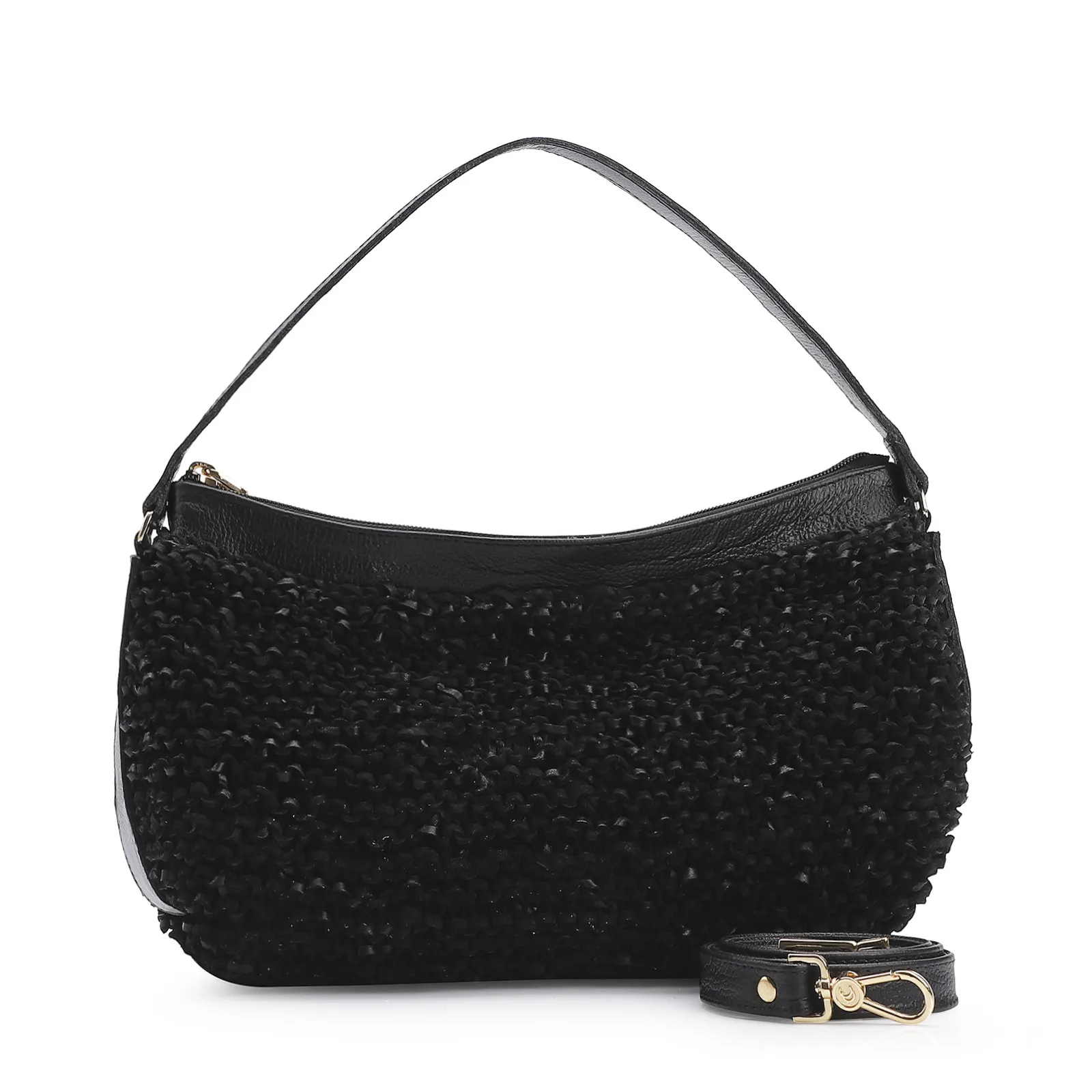 Bolsa Hobo Couro Preto