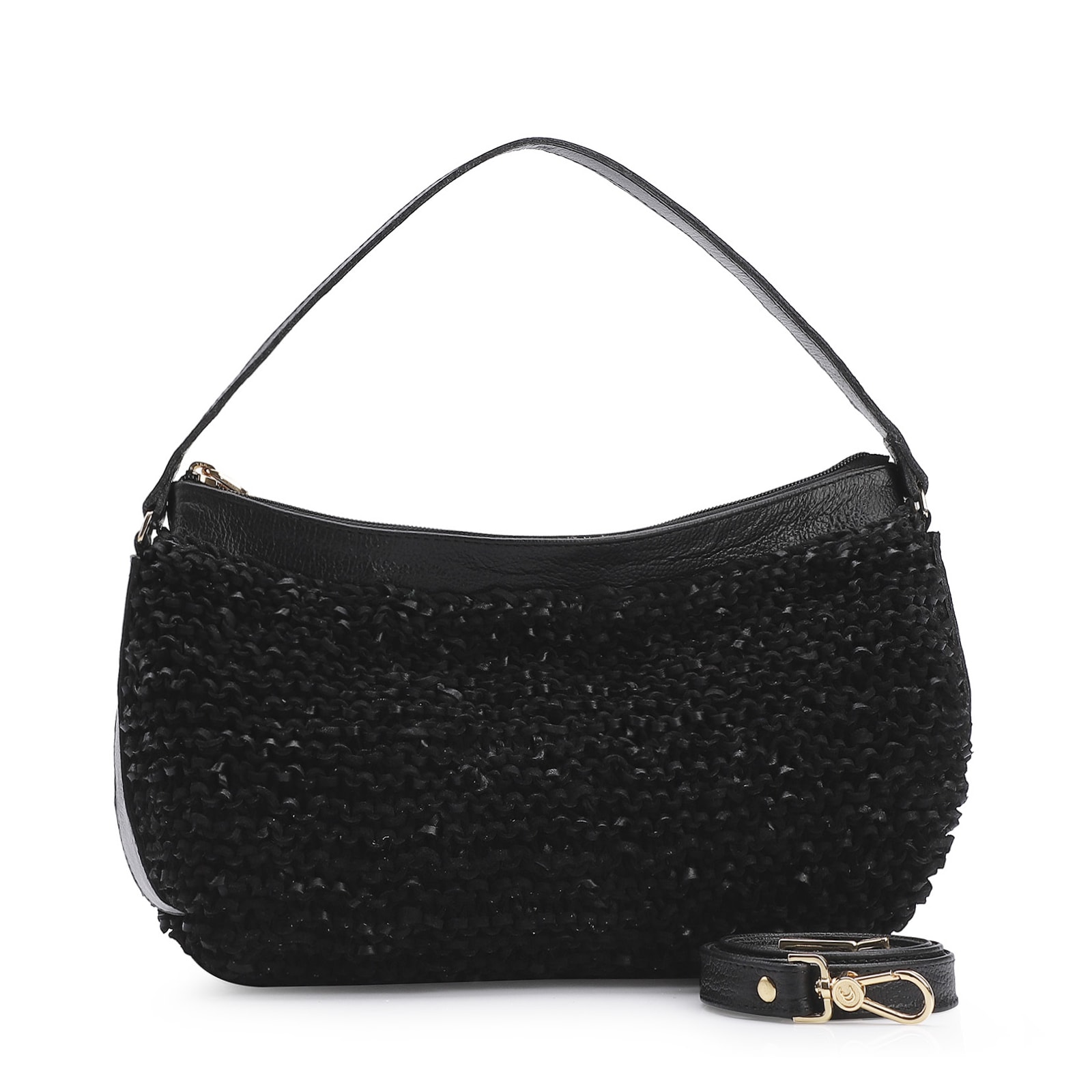 Bolsa Hobo Couro Preto