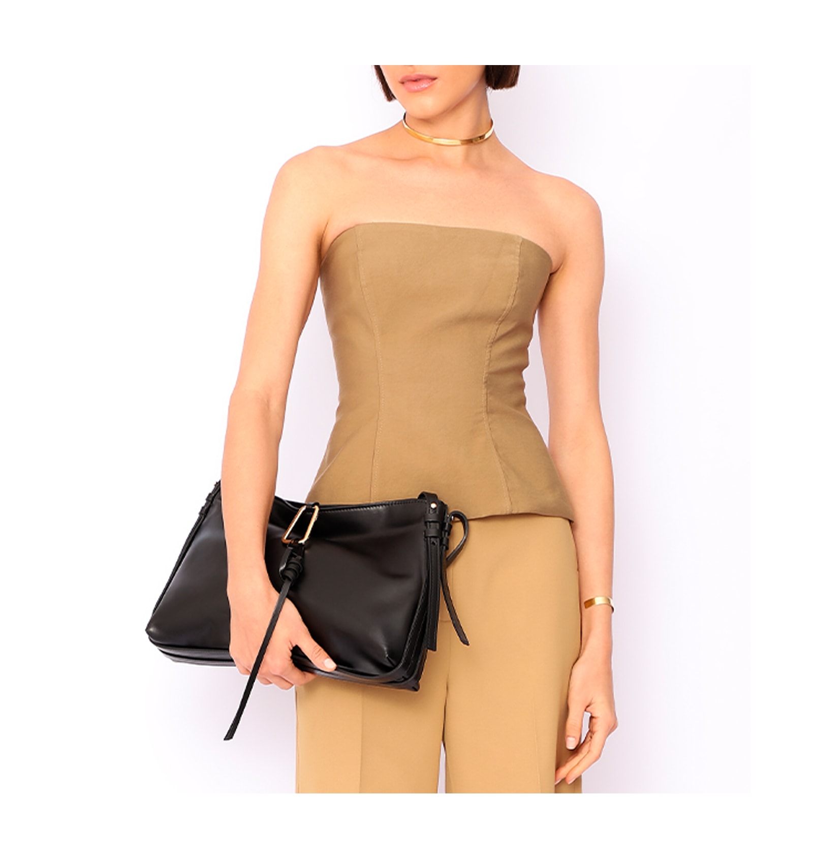 Bolsa Hobo Couro Preto