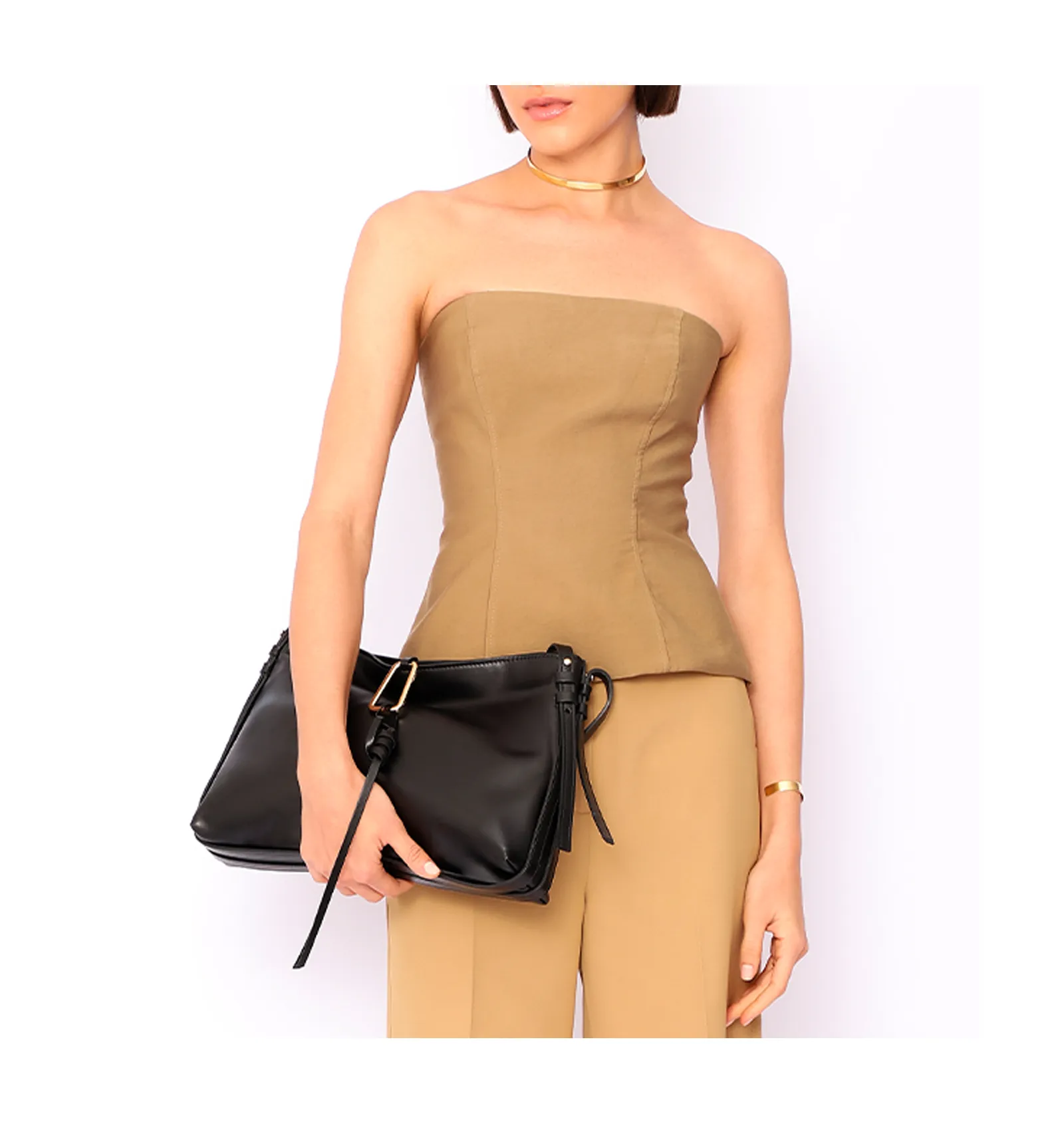 Bolsa Hobo Couro Preto