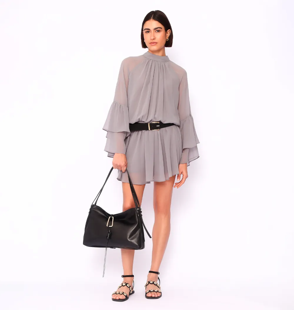Bolsa Hobo Couro Preto - imagem 8