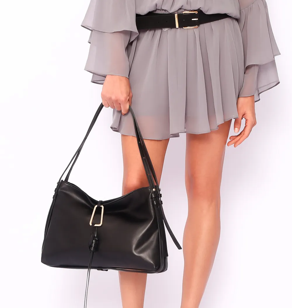 Bolsa Hobo Couro Preto - imagem 2