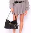 Bolsa Hobo Couro Preto - imagem 2