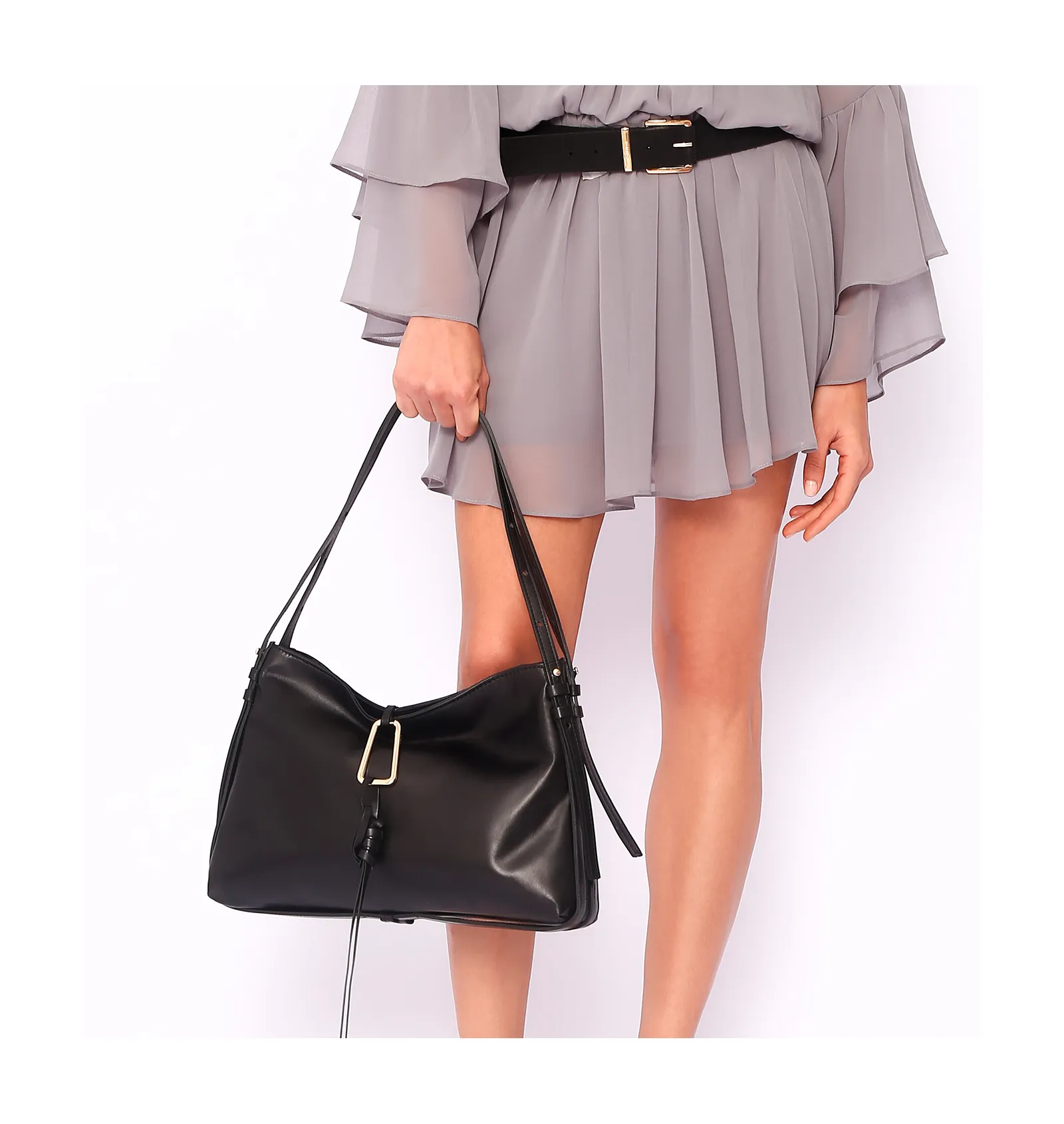 Bolsa Hobo Couro Preto