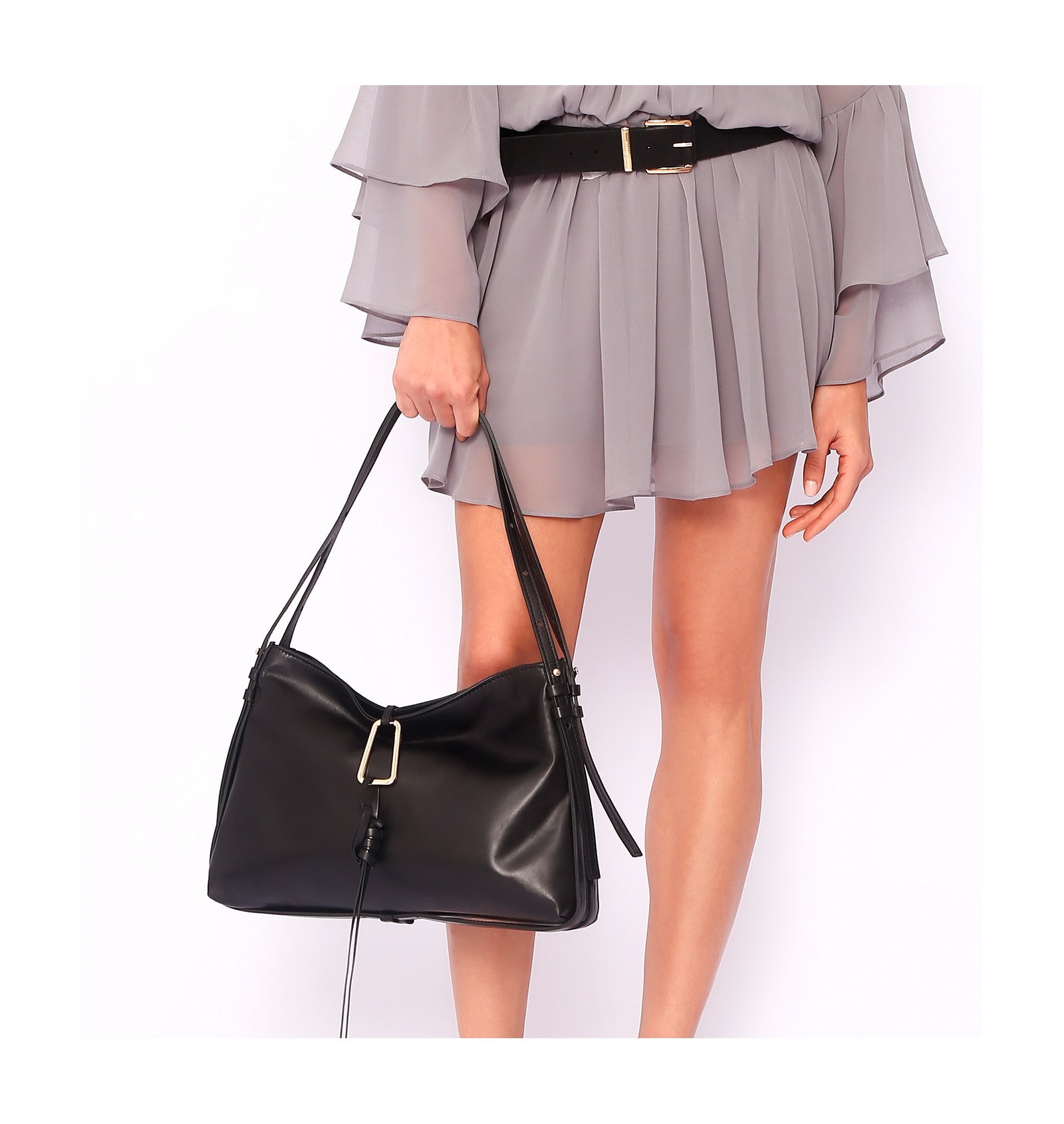 Bolsa Hobo Couro Preto