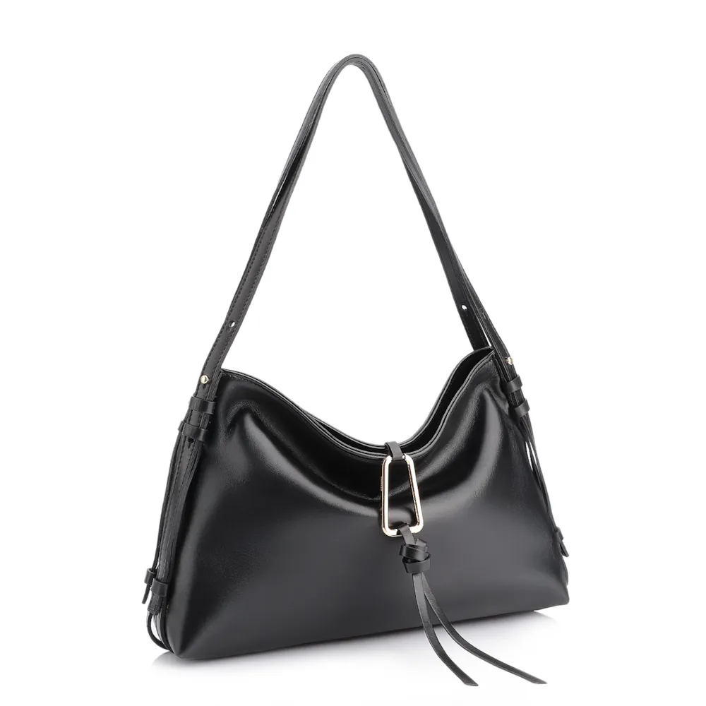 Bolsa Hobo Couro Preto - imagem 3