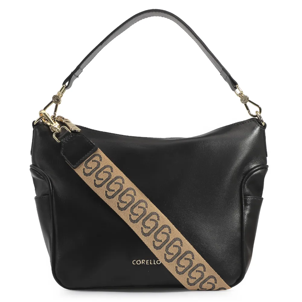 Bolsa Hobo Couro Preto