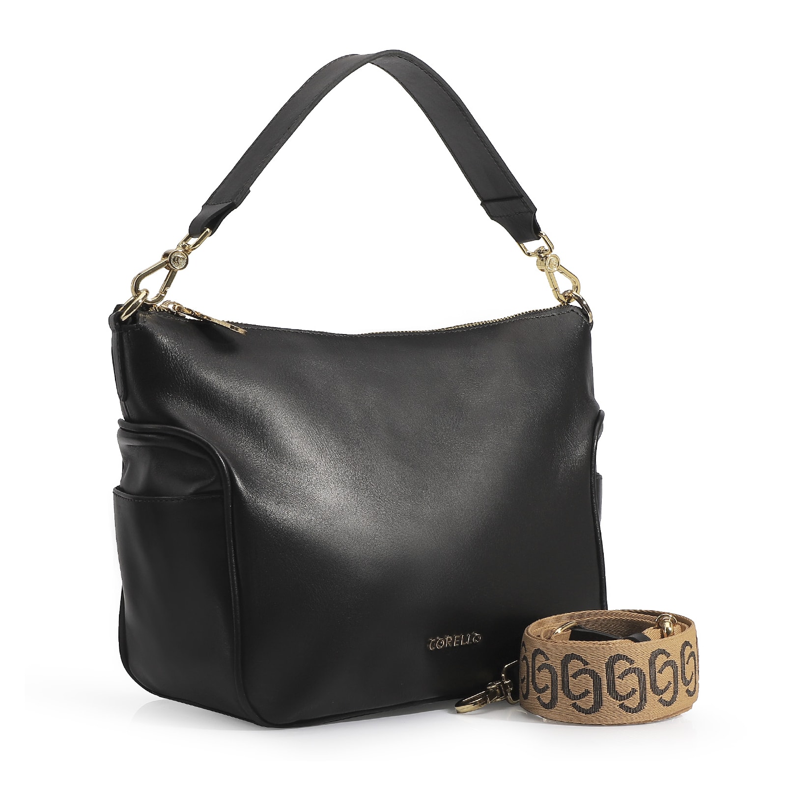 Bolsa Hobo Couro Preto