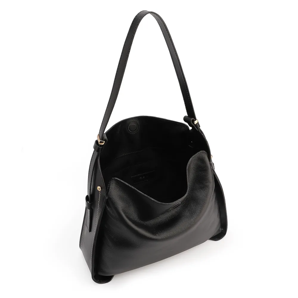 Bolsa Hobo Couro Preto - imagem 4