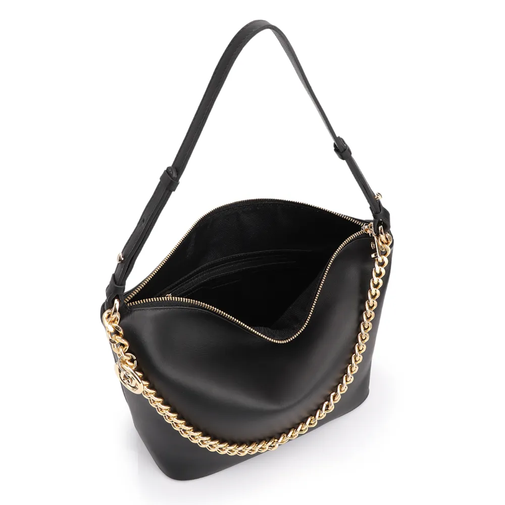 Bolsa Hobo Couro Preto - imagem 4