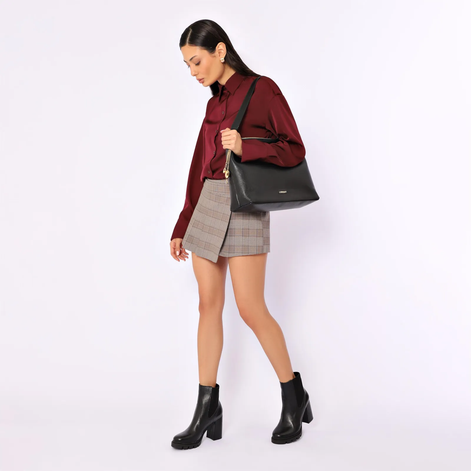 Bolsa Hobo Couro Preto