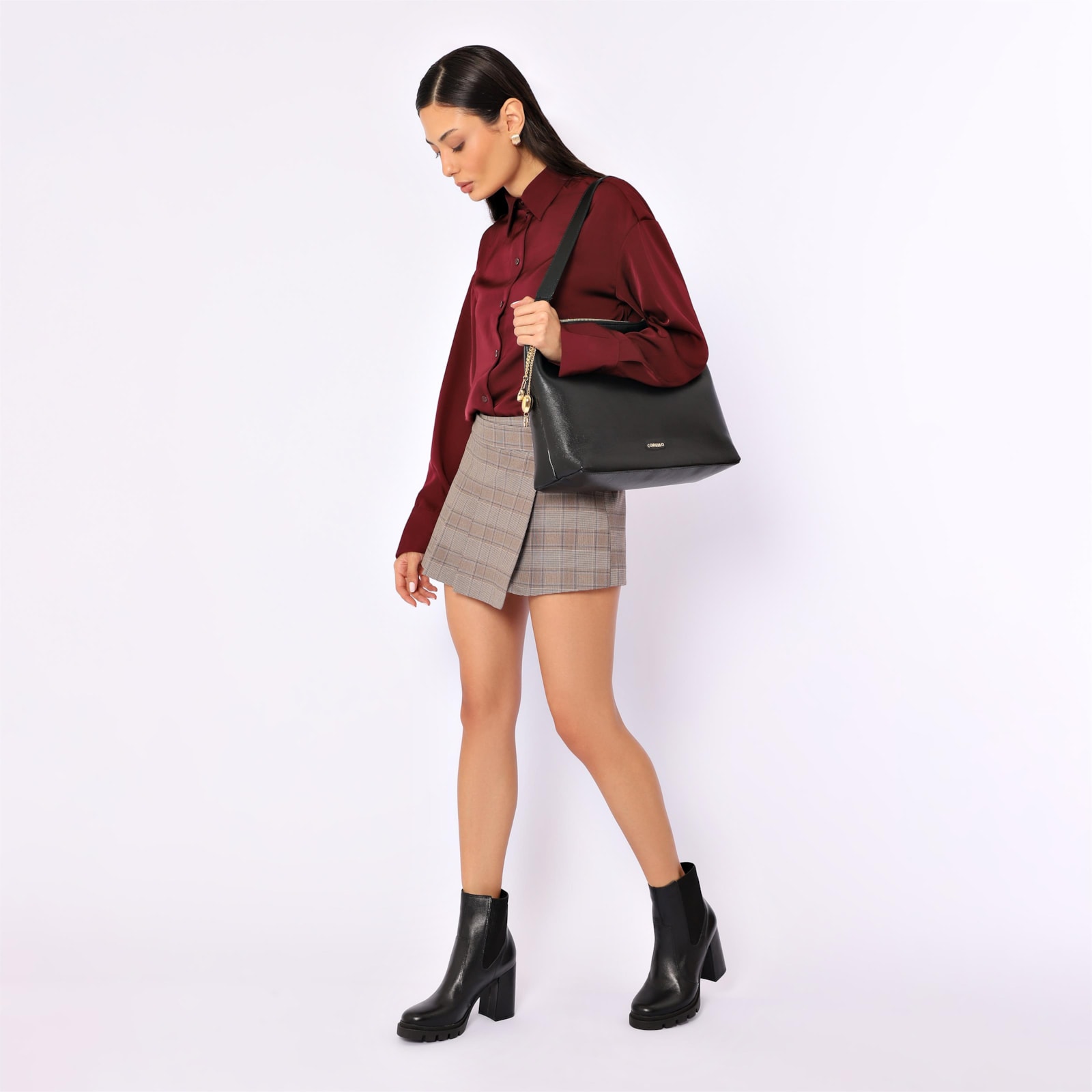 Bolsa Hobo Couro Preto