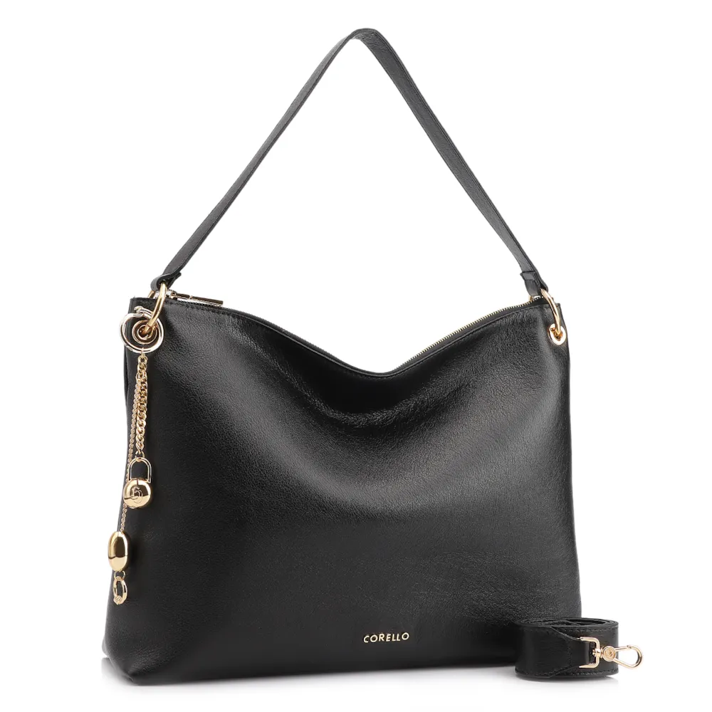Bolsa Hobo Couro Preto - imagem 3