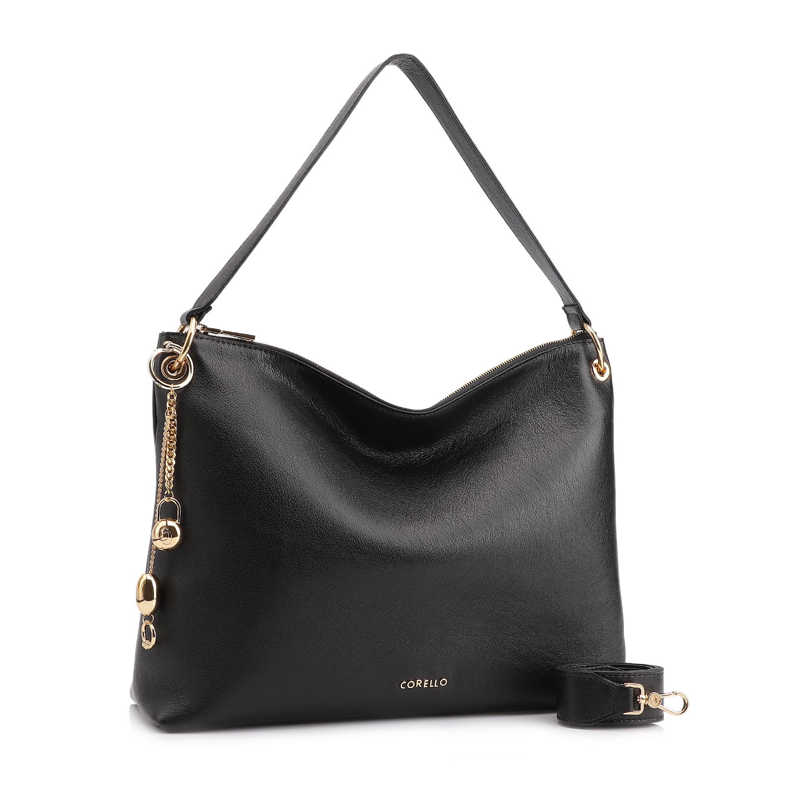 Bolsa Hobo Couro Preto