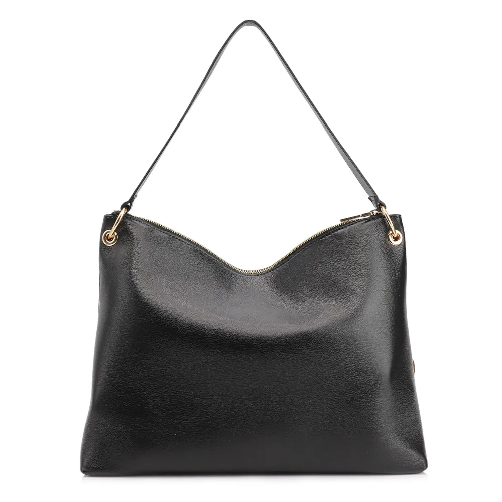 Bolsa Hobo Couro Preto - imagem 4