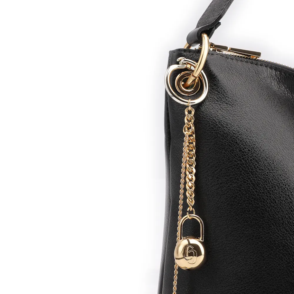 Bolsa Hobo Couro Preto - imagem 8