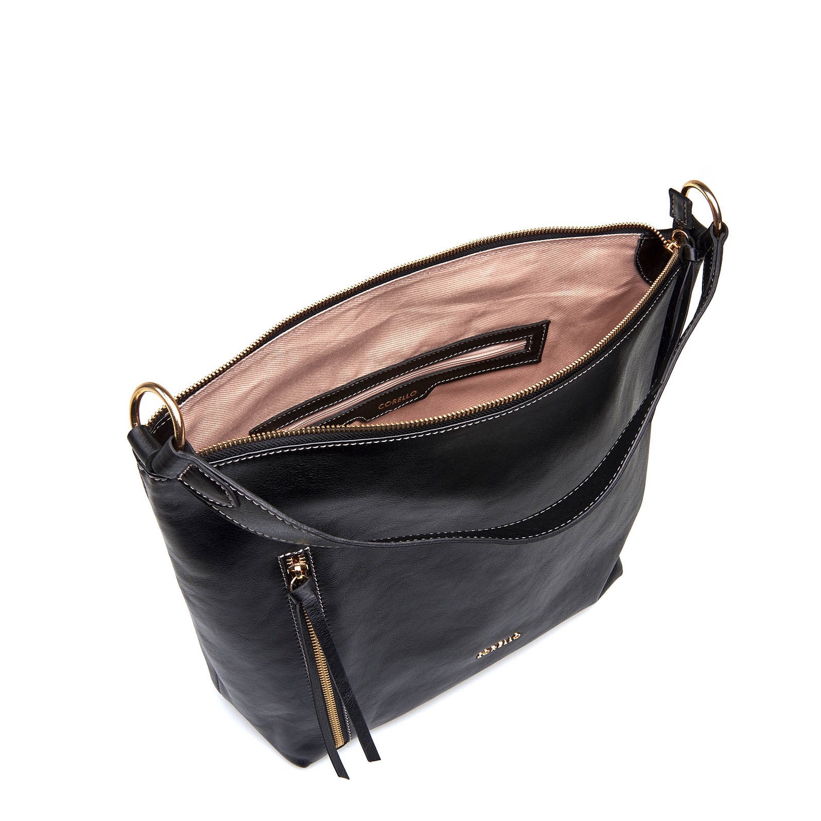 Bolsa Hobo Couro Preto
