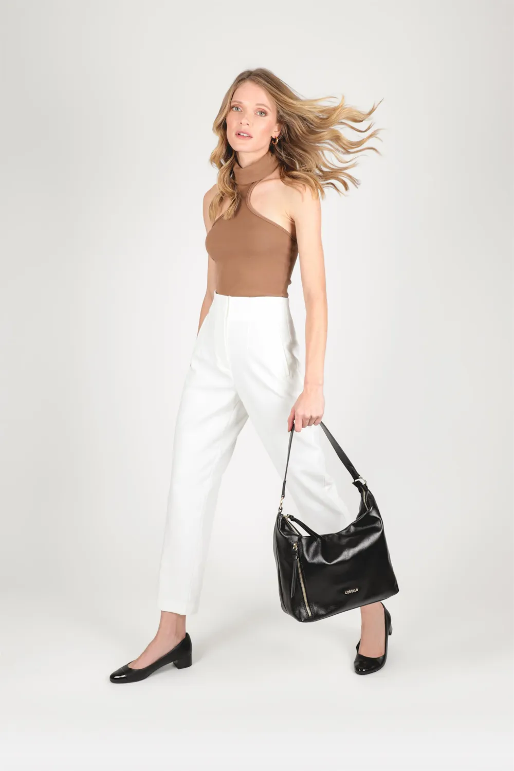 Bolsa Hobo Couro Preto - imagem 6