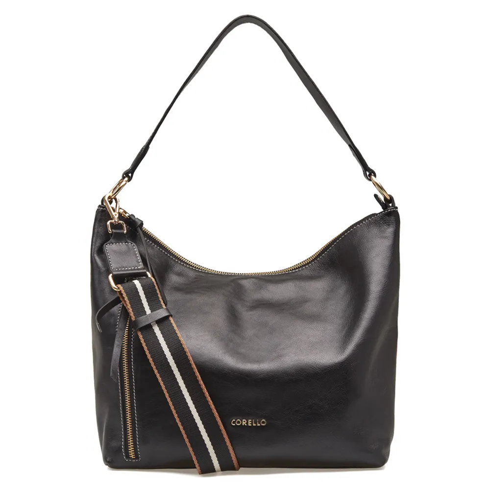 Bolsa Hobo Couro Preto