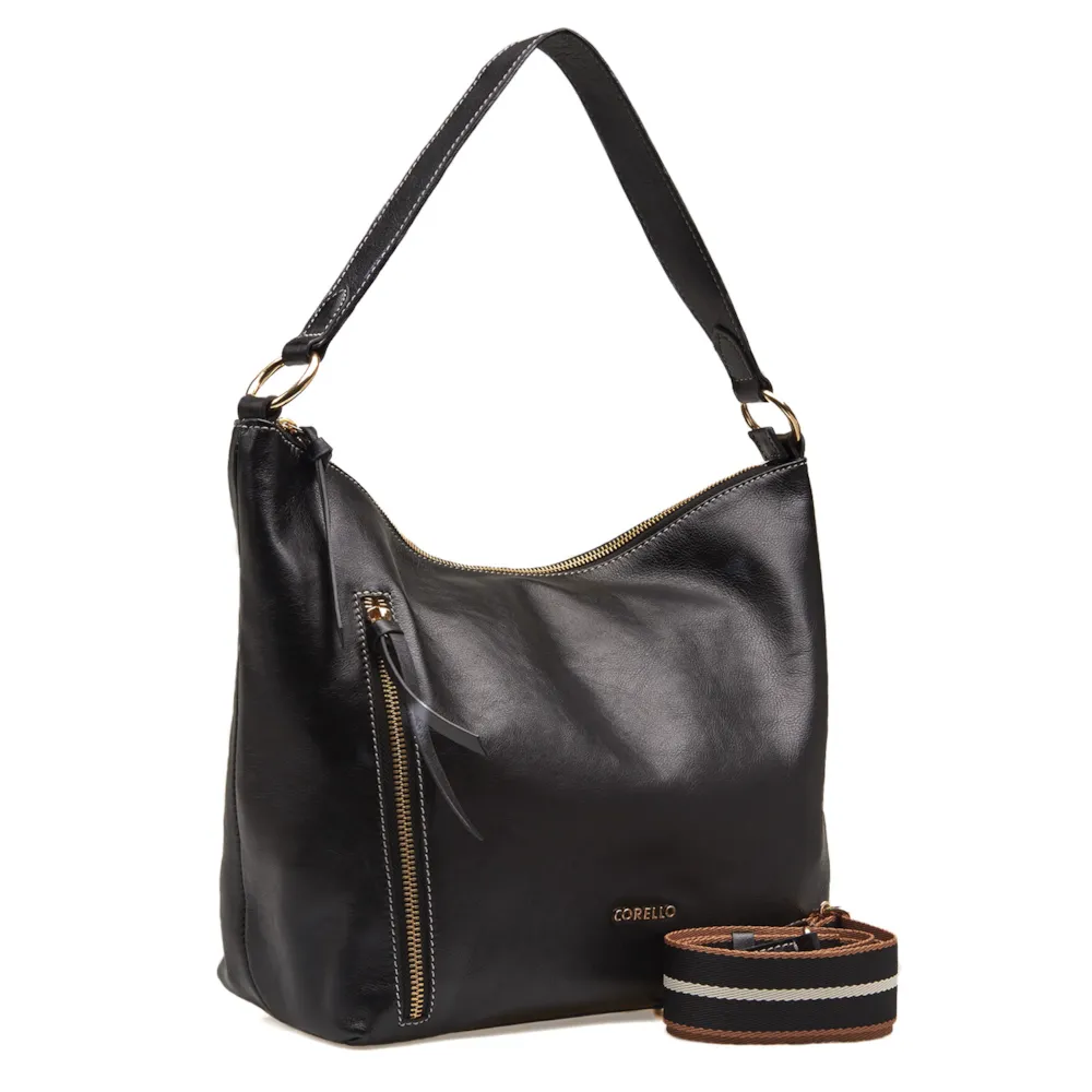 Bolsa Hobo Couro Preto - imagem 3