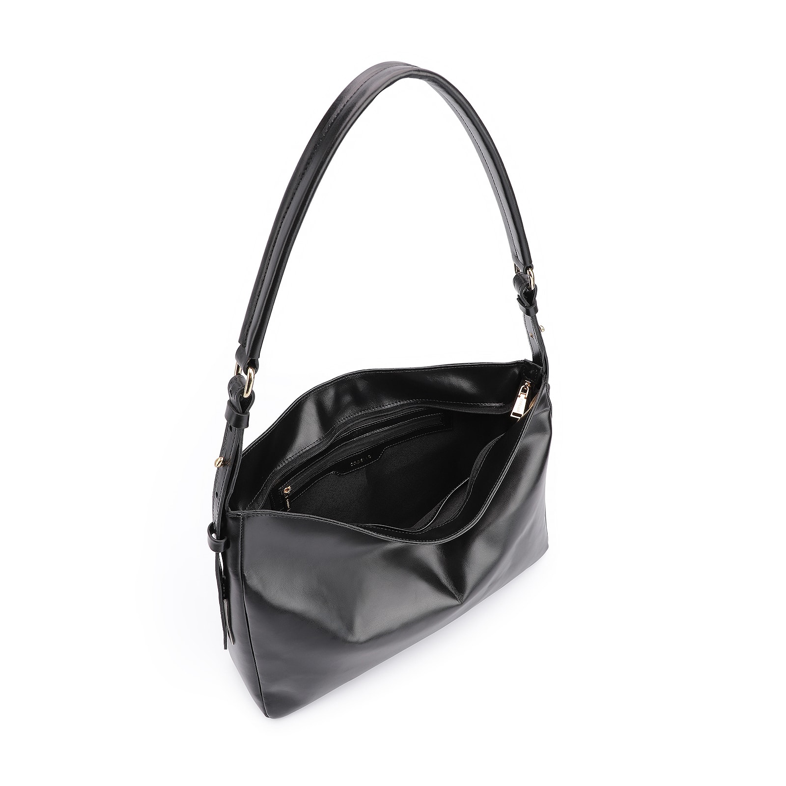 Bolsa Hobo Couro Preto