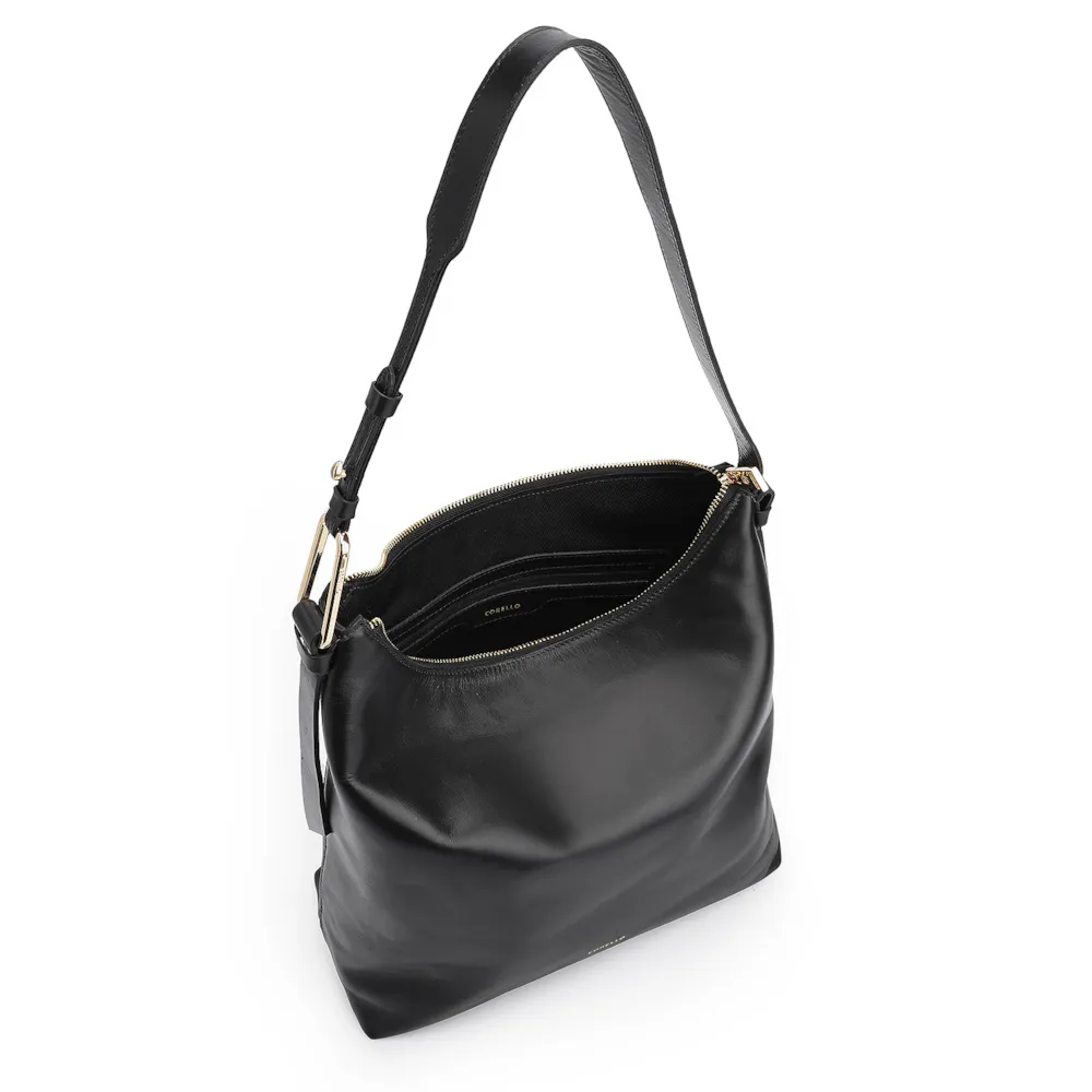 Bolsa Hobo Couro Preto - imagem 4