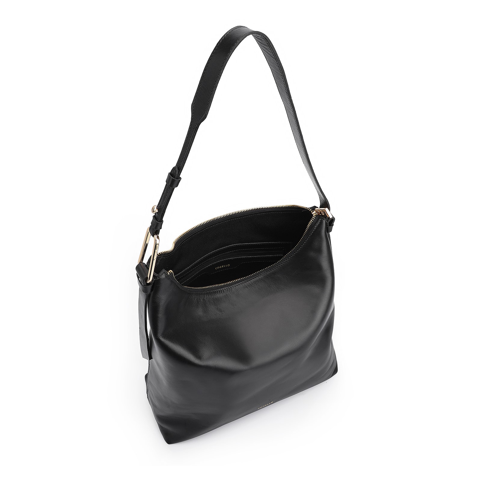 Bolsa Hobo Couro Preto