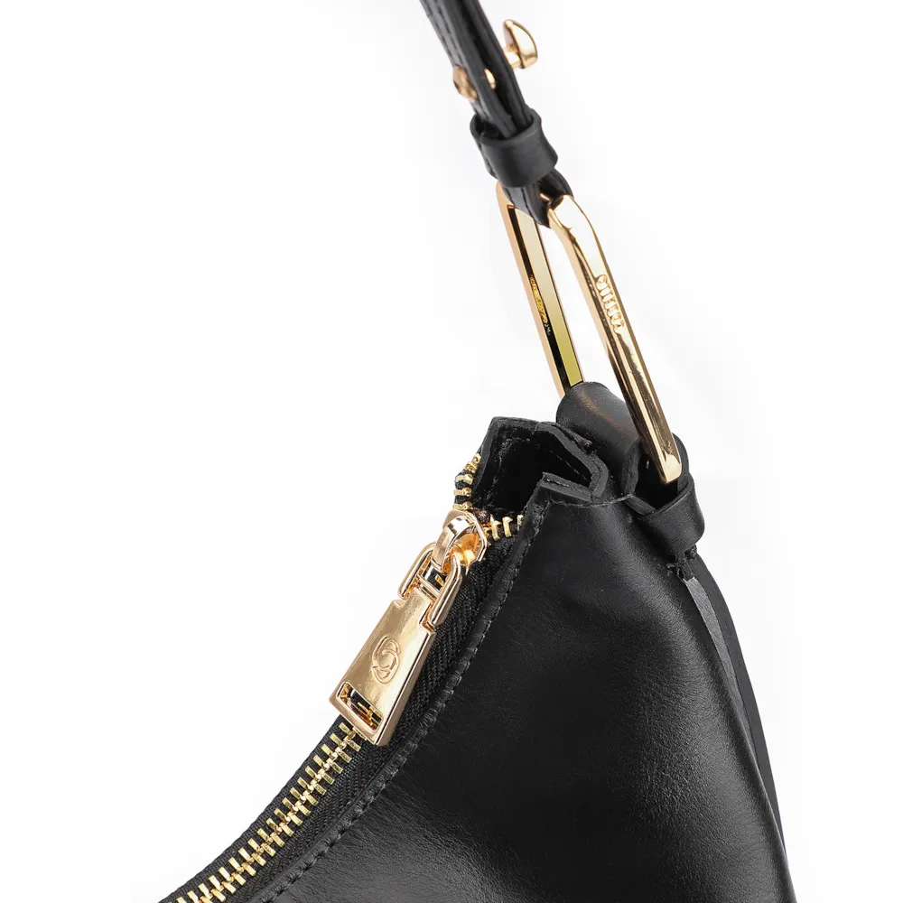 Bolsa Hobo Couro Preto - imagem 5