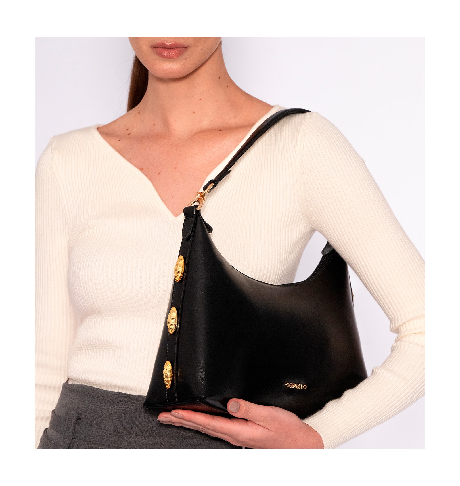Bolsa Hobo Couro Preto