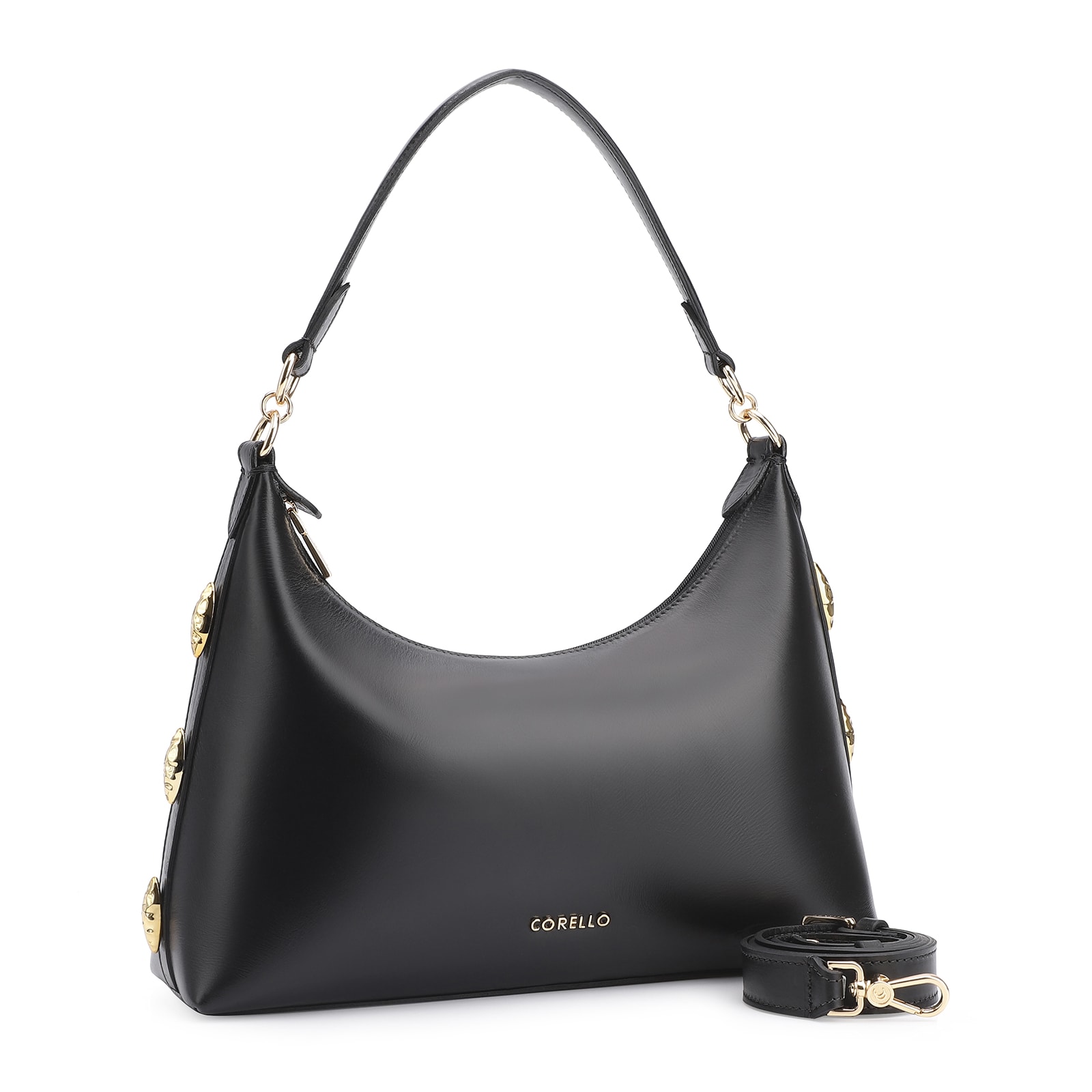 Bolsa Hobo Couro Preto