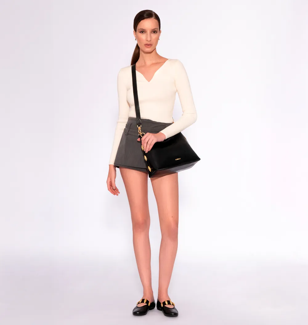 Bolsa Hobo Couro Preto - imagem 9