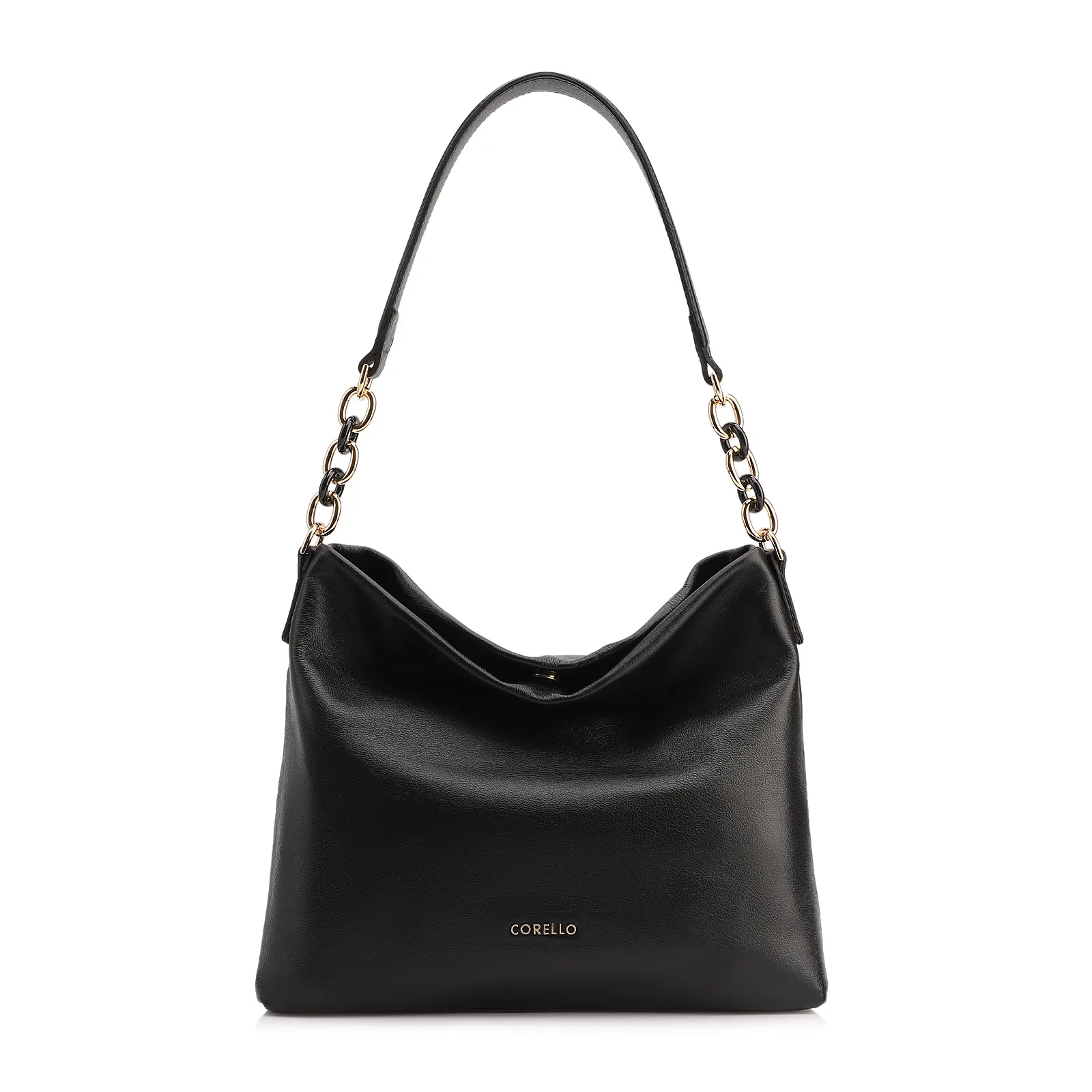 Bolsa Hobo Couro Preto